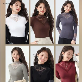 ÁO THUN GIỮ NHIỆT CỔ REN KOREA - sỉ 135k