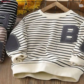 Áo nỉ kẻ sọc  dài tay cho bé - 110k