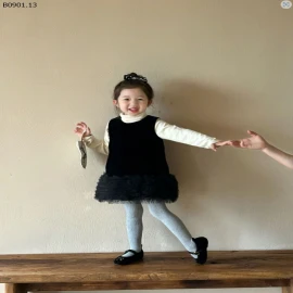 SET VÁY NHUNG SÁT NÁCH CHÂN TUTU KÈM  ÁO THUN-sỉ Váy : 210k/c            Áo : 122k/c