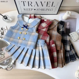 SÉT ÁO VEST GILE + C.VÁY XẾP LY BÉ -sỉ 198k