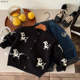 ÁO CARDIGAN HÌNH CÚN CHO BÉ TRAI-sỉ 170k