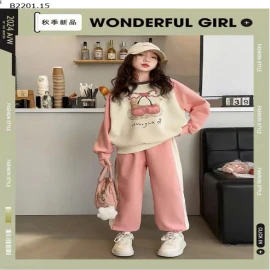 BỘ NỈ THU ĐÔNG  HÌNH GẤU CHO BÉ GÁI SIZE ĐẠI -sỉ 148k