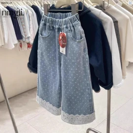 QUẦN JEAN CHẤM BI PHỐI REN NINGLI- sỉ 131k
