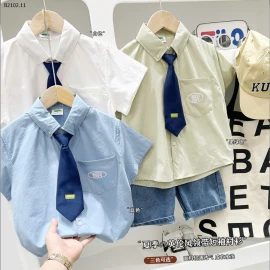 ÁO SƠ MI CỘC TAY KÈM CÀ VẠT KACADY-Sỉ 114k