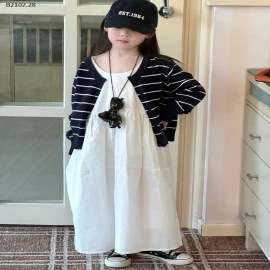 CARDIGAN KẺ MIX VÁY CHUÔNG BG-Giá sỉ như sau Áo : 159k Váy : 175k