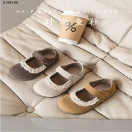 GIÀY BÚP BÊ DA LỘN PHỐI VIỀN REN CHO BÉ GÁI-sỉ Sz 23-28 : 125k           Sz 29-34 : 133k