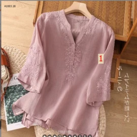 ÁO ĐŨI THÊU CỔ V TAY LỬNG NỮ SỈ 120K