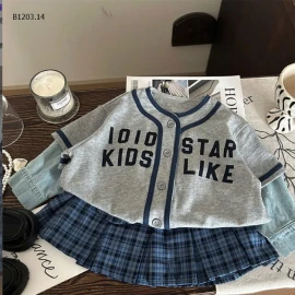 SET ÁO KHOÁC GIẢ 2 MẢNH MIX CHÂN VÁY CARO -sỉ Áo : 192k            Cv : 140k 