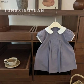 VÁY TÍM CỔ SEN TAY BỒNG BG-sỉ 134k