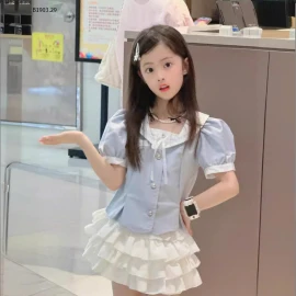 SET ÁO TAY BỒNG MIX CHÂN VÁY TẦNG XÒE BG-sỉ Áo : 217k            Chân váy : 165k 