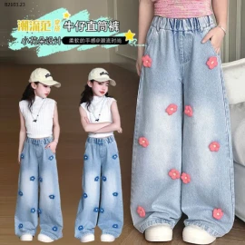 QUẦN JEAN ĐÍNH HOA CHO BÉ GÁI SZ ĐẠI-sỉ 164k