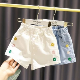 QUẦN SOOC JEAN THÊU HOA BÉ GÁI -sỉ 110k 