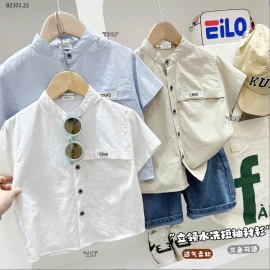 ÁO SƠ MI CỔ TRỤ CHO BÉ -sỉ 112k