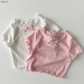 ÁO THUN NƠ VIỀN BÈO CHO BÉ GÁI-sỉ 103k