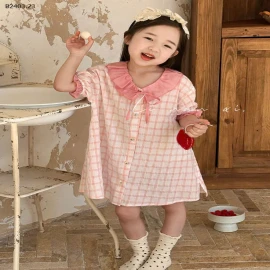 VÁY SUÔNG HỌA TIẾT CỔ BÈO BÉ GÁI-sỉ 158k