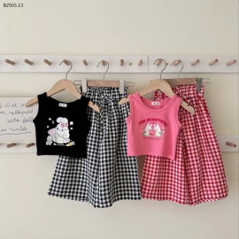 SET ÁO BA LỖ MIX QUẦN ỐNG RỘNG CARO BG-sỉ 150k