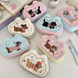 TÚI ĐỰNG BÚT HÌNH CHÓ MÈO DỄ THƯƠNG-sỉ 80k