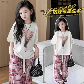 SÉT ÁO MIX QUẦN SUÔNG HOA SZ ĐẠI-sỉ Áo : 143k            Quần : 144k            Set : 238k 