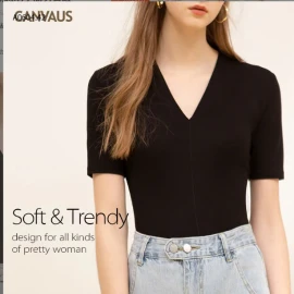 ÁO CANVAUS NỮ CỘC TAY CỔ V-sỉ 139k