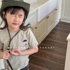 ÁO PHÔNG XÁM CỘC TAY CHO BÉ-sỉ 110k