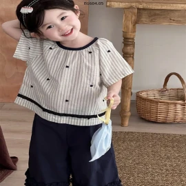 ÁO KẺ TIM CHO BÉ GÁI  - sỉ 163k