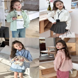 ÁO SƠ MI TRƠN CHO BÉ GÁI AMBB KIDS- sỉ 153k