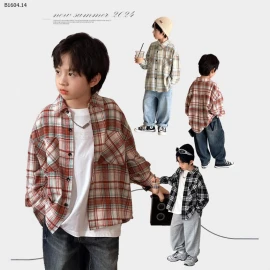 ÁO SƠ MI KẺ DÀI TAY CHO BÉ TRAI -sỉ 115k