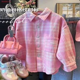 ÁO SƠ MI KẺ HỒNG BÉ GÁI SZ ĐẠI - sỉ 118k