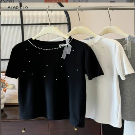 ÁO PHÔNG ĐÍNH NGỌC TRAI NƠ NỮ- sỉ 135k