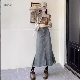 CHÂN VÁY JEANS DÁNG DÀI ĐUÔI CÁ-sỉ 139k