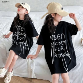 ÁO THUN CHỮ DÁNG DÀI GIẤU QUẦN BÉ GÁI -sỉ 152k