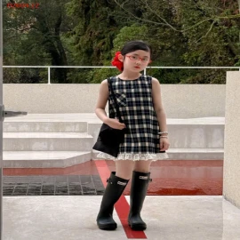 VÁY KẺ CARO VIỀN REN BG-sỉ 174k