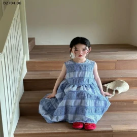 VÁY XÒE KẺ CARO XANH-sỉ 213k