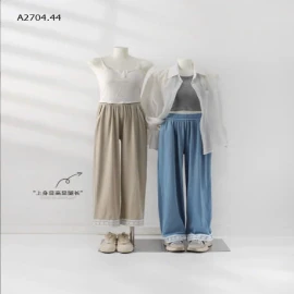 QUẦN ỐNG SUÔNG PHỐI GẤU VIỀN REN CHO NỮ -sỉ 143k