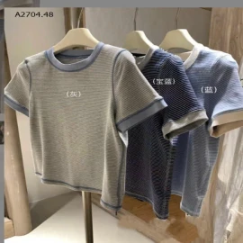 ÁO THUN KẺ CỘC TAY CHO NỮ -sỉ 158k