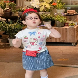 Set áo phông họa tiết mix jean bi -sỉ Áo : 94k          Váy : 162k 