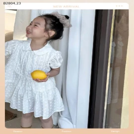 VÁY CỔ SEN TAY BỒNG TRẮNG HOA NHÍ-sỉ 213k