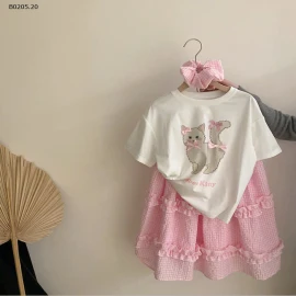 Set áo phông mèo mix chân váy dáng dài sz đại -sỉ Sz 110-150 : 249k            Sz 160-170 : 290k 
