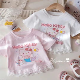 ÁO HELLO KITTY PHỐI REN CHO BÉ GÁI  CUTE -sỉ 85k