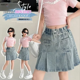 CHÂN VÁY JEAN XẾP LY BÉ GÁI SZ ĐẠI-sỉ 136k