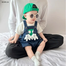 SET ÁO PHÔNG MIX YẾM DENIM BÉ  - sỉ 160k