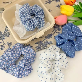 SET 5 DÂY BUỘC TÓC TONE XANH BG  - sỉ 30k/set 5c mix