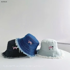 MŨ DENIM MÈO VIỀN RÁCH CHO BÉ GÁI -sỉ 93k
