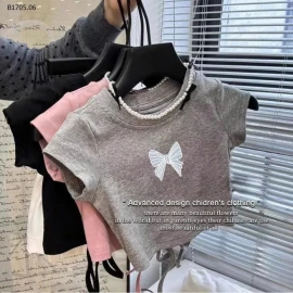 ÁO THUN NƠ CROPTOP BÉ GÁI  -sỉ 95k