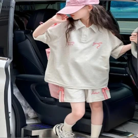 SET BỘ POLO CỘC TAY ĐÍNH NƠ BG  -sỉ 210k