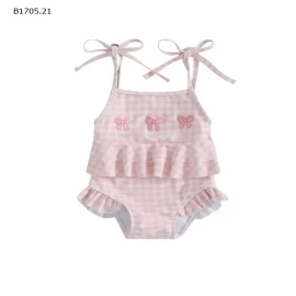 BỘ BƠI 2 DÂY KẺ CARO CHO BÉ GÁI  -sỉ 155k