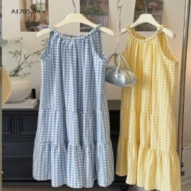 VÁY YẾM DÁNG DÀI KẺ CARO-sỉ 208k