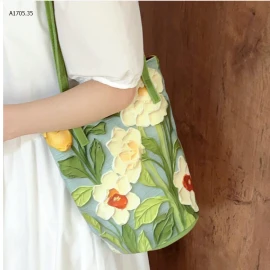 TÚI XÁCH HOA 3D VINTAGE-sỉ 55k