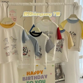 ÁO PHÔNG HOẠT HÌNH PHỐI MÀU CHO BÉ - sỉ 110k/set 2c như hình