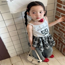 SET ÁO HAI DÂY CARO MIX QUẦN JEAN ỐNG RỘNG BG- Sỉ Áo: 126k Quần: 205k